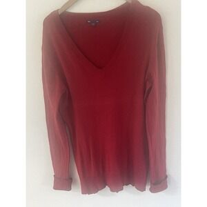 GAP Womens Cardigan Sweater X-Large Red Long Sleeve Cotton Preppy Classic Core